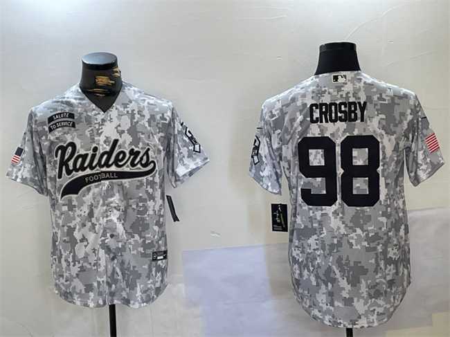 Men's Las Vegas Raiders #98 Maxx Crosby 2024 Arctic Camo Salute To Service Stitched Baseball Jersey,We sell and wholesale Men's Las Vegas Raiders #98 Maxx Crosby 2024 Arctic Camo Salute To Service Stitched Baseball Jersey on line form chian!